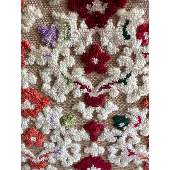 Vintage Floral Needlepoint Faux Leather Handbag rGold-Tone Frame & Snap Closure - Picture 3 of 8